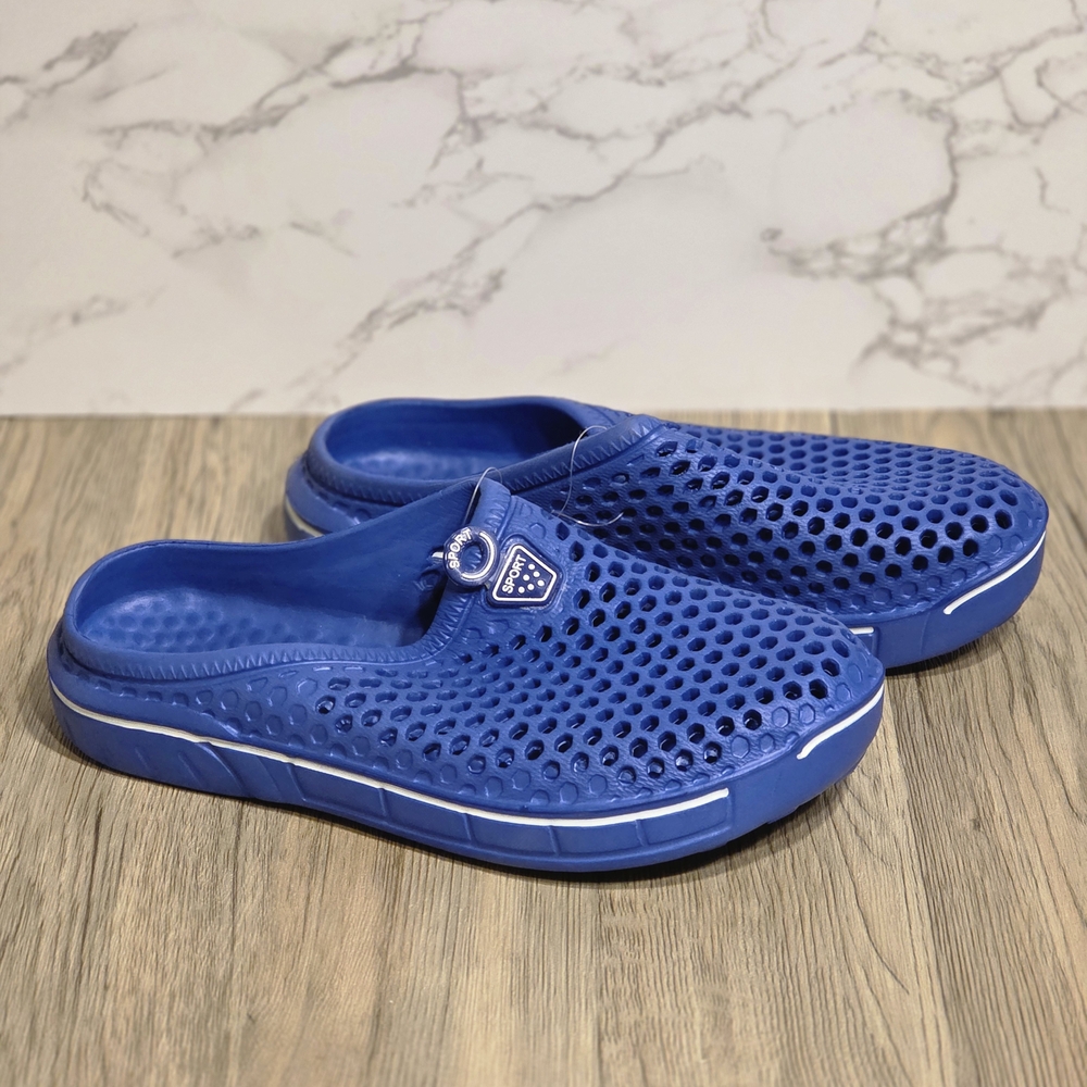 Blue Perforated Slip-On Clogs